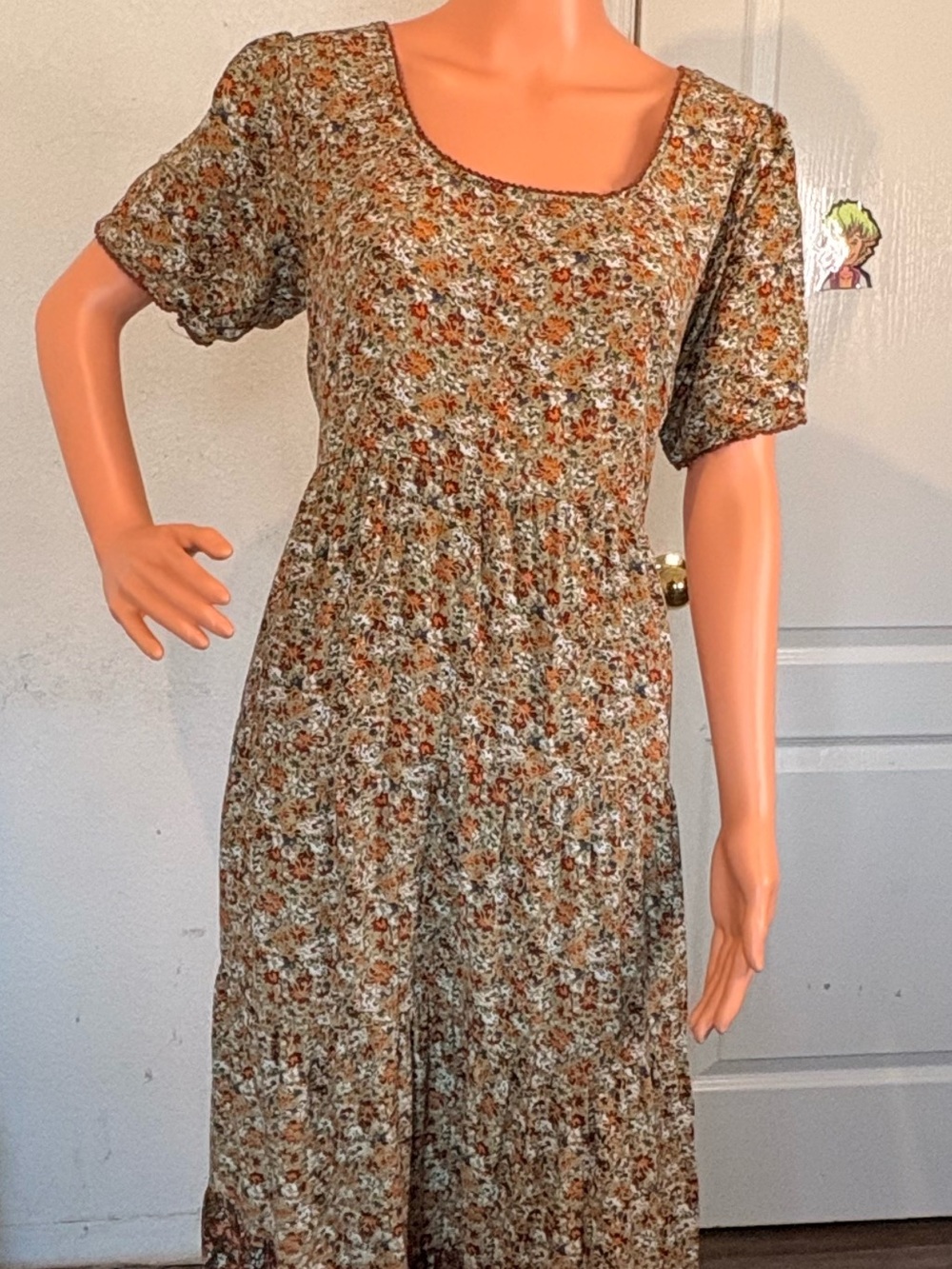 NATURAL LIFE Floral Maxi Dress in Rust, Cream, and Olive